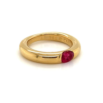 Cartier Ellipse Ruby 18k Yellow Gold Band Ring - Size 5.5