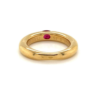 Cartier Ellipse Ruby 18k Yellow Gold Band Ring - Size 5.5