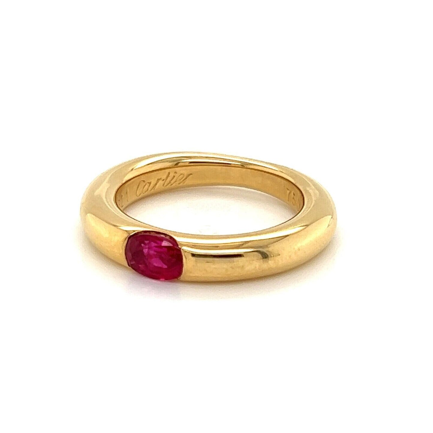 Cartier Ellipse Ruby 18k Yellow Gold Band Ring - Size 5.5