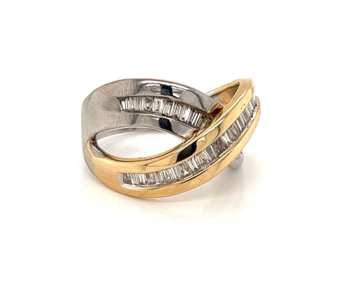 Diamond 14k Two Tone Gold Crossover Band Ring - Size 7