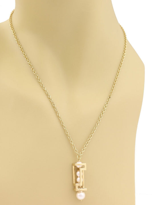 Versace 18k Yellow Gold Pearls Chandelier Pendant Necklace