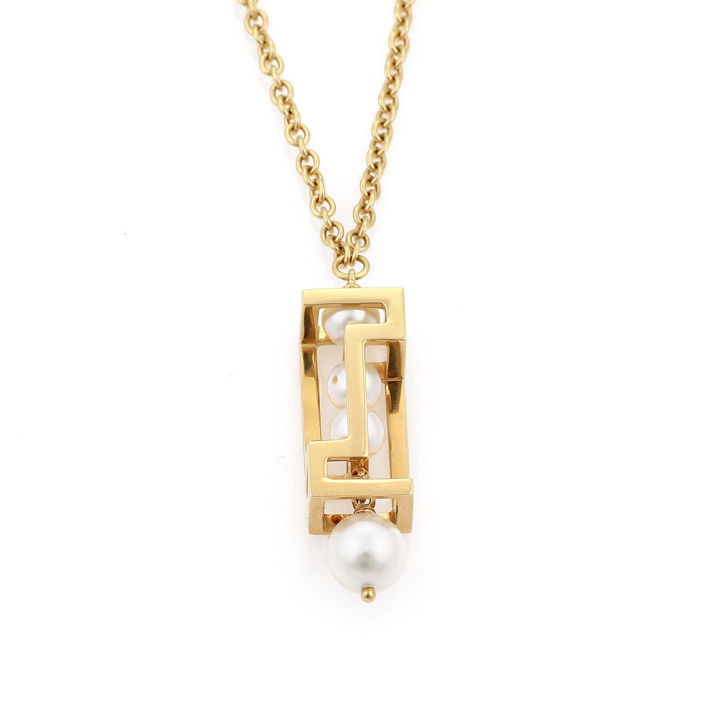 Versace 18k Yellow Gold Pearls Chandelier Pendant Necklace