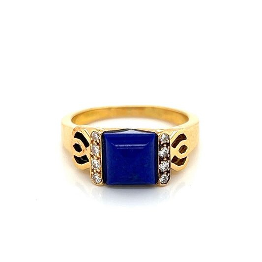 Morabito Diamond & Lapis Lazuli 18k Yellow Gold Ring - Size 5.5