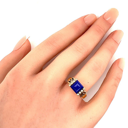 Morabito Diamond & Lapis Lazuli 18k Yellow Gold Ring - Size 5.5