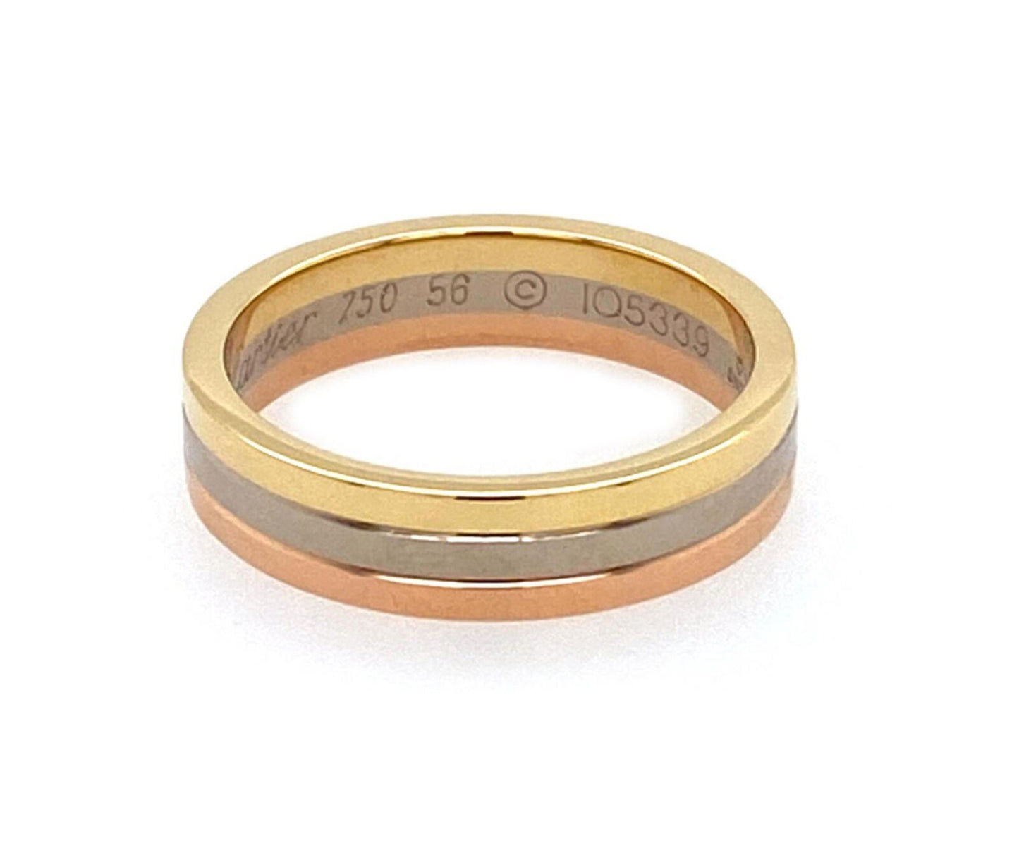 Cartier Vendome Louis Cartier 18k Tri Gold 4.8mm Band Ring w/Cert - Size 7.5