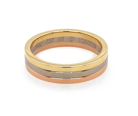 Cartier Vendome Louis Cartier 18k Tri Gold 4.8mm Band Ring w/Cert - Size 7.5