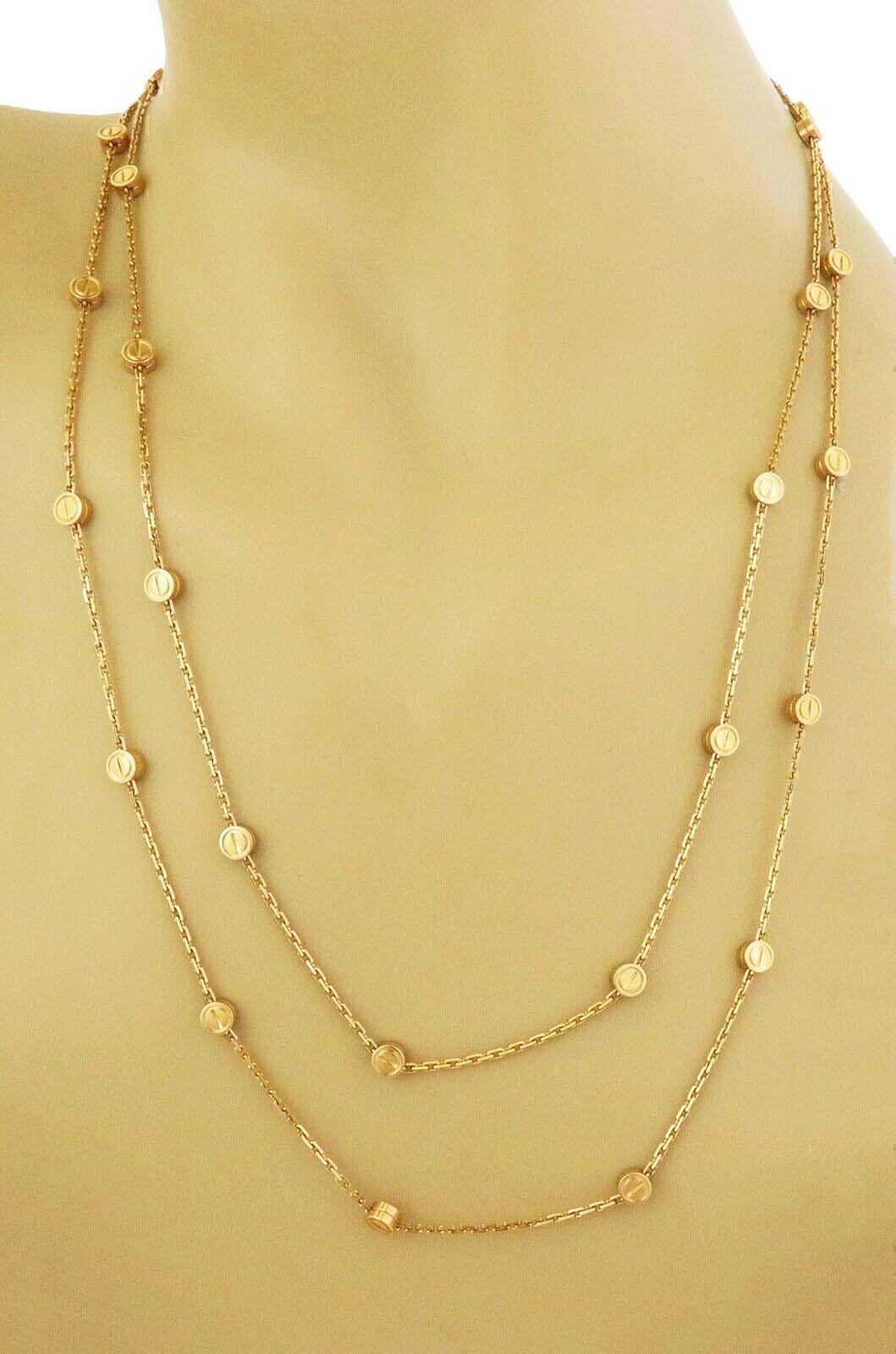 Cartier Love Stations 18k Yellow Gold Chain Necklace 45.5" Long w/Cert