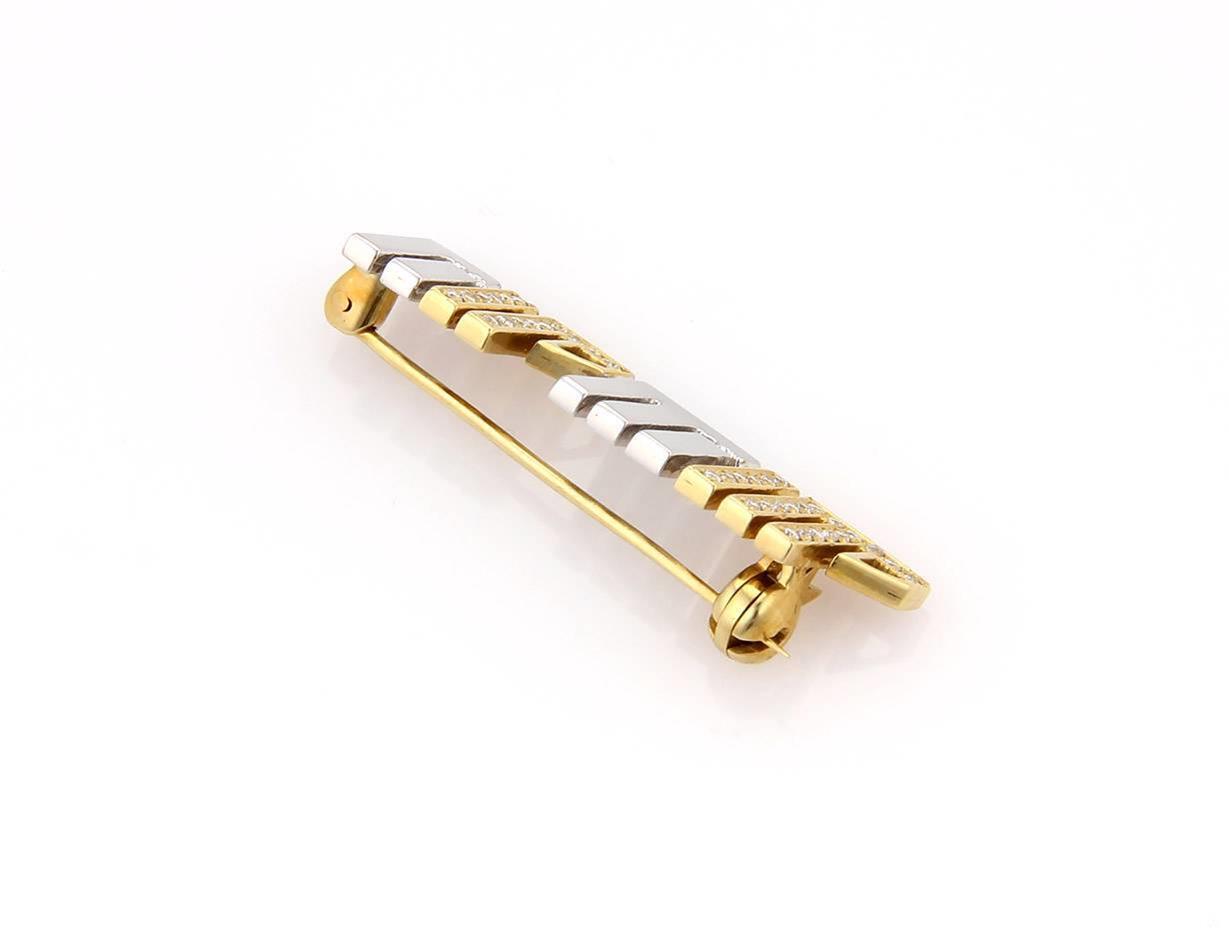 Diamond Arabic Script 18k Two Tone Gold Pin Brooch