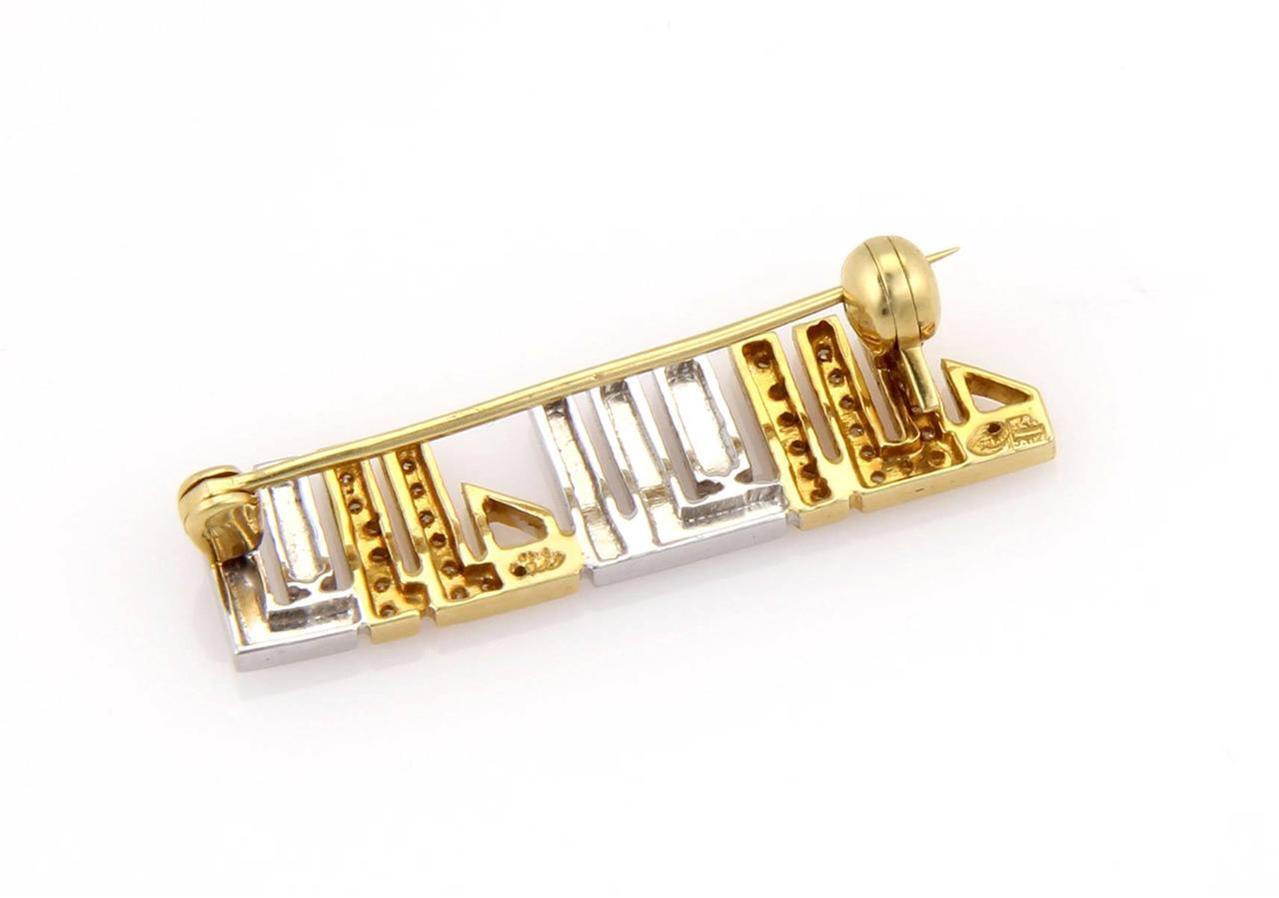 Diamond Arabic Script 18k Two Tone Gold Pin Brooch