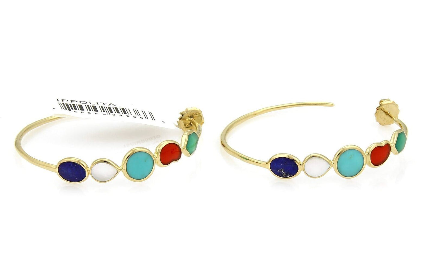 Ippolita Rock Candy Multi Gem Stone 18k Yellow Gold Hoop Earrings