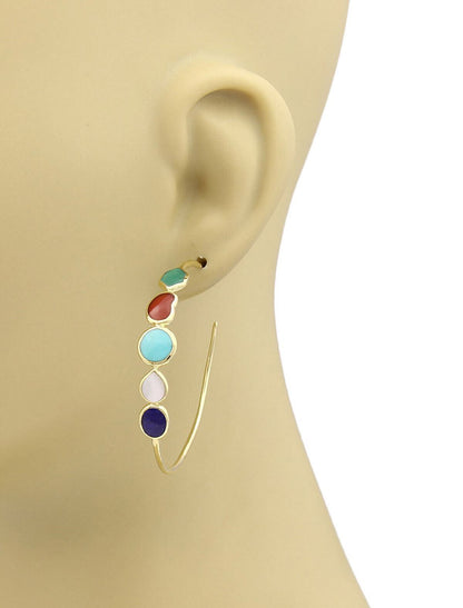 Ippolita Rock Candy Multi Gem Stone 18k Yellow Gold Hoop Earrings