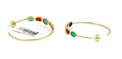 Ippolita Rock Candy Multi Gem Stone 18k Yellow Gold Hoop Earrings