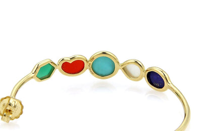 Ippolita Rock Candy Multi Gem Stone 18k Yellow Gold Hoop Earrings