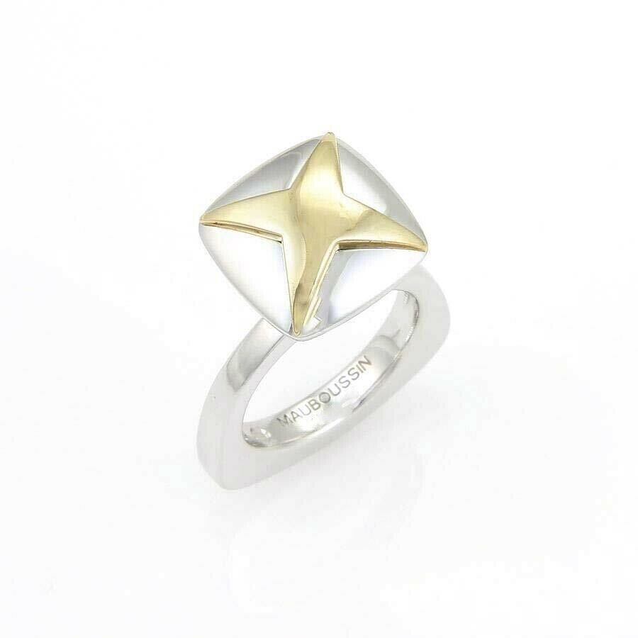 Mauboussin 18k Two Tone Gold Unique Design Star Ring - Size 4.5