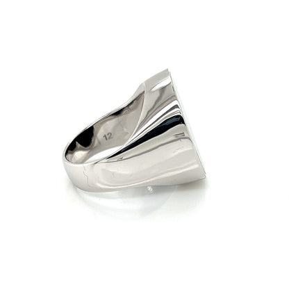 Gucci Oval Onyx 18k White Gold Ring - Size 6