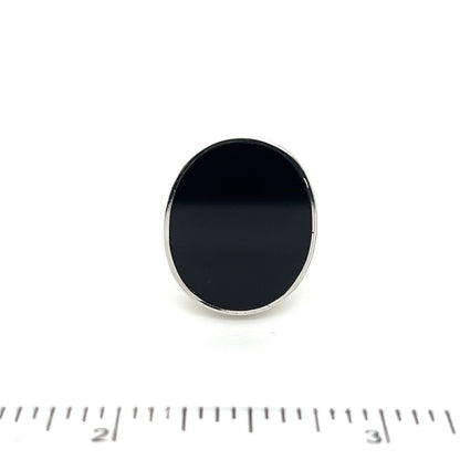 Gucci Oval Onyx 18k White Gold Ring - Size 6