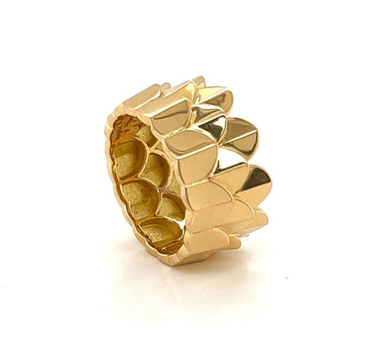 Fred of Paris Une ile D'or 18k Yellow Gold Wide Crown Band Ring - Size 7.5