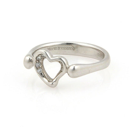 Tiffany & Co. Peretti Platinum Diamond Open Heart Ring - Size 5