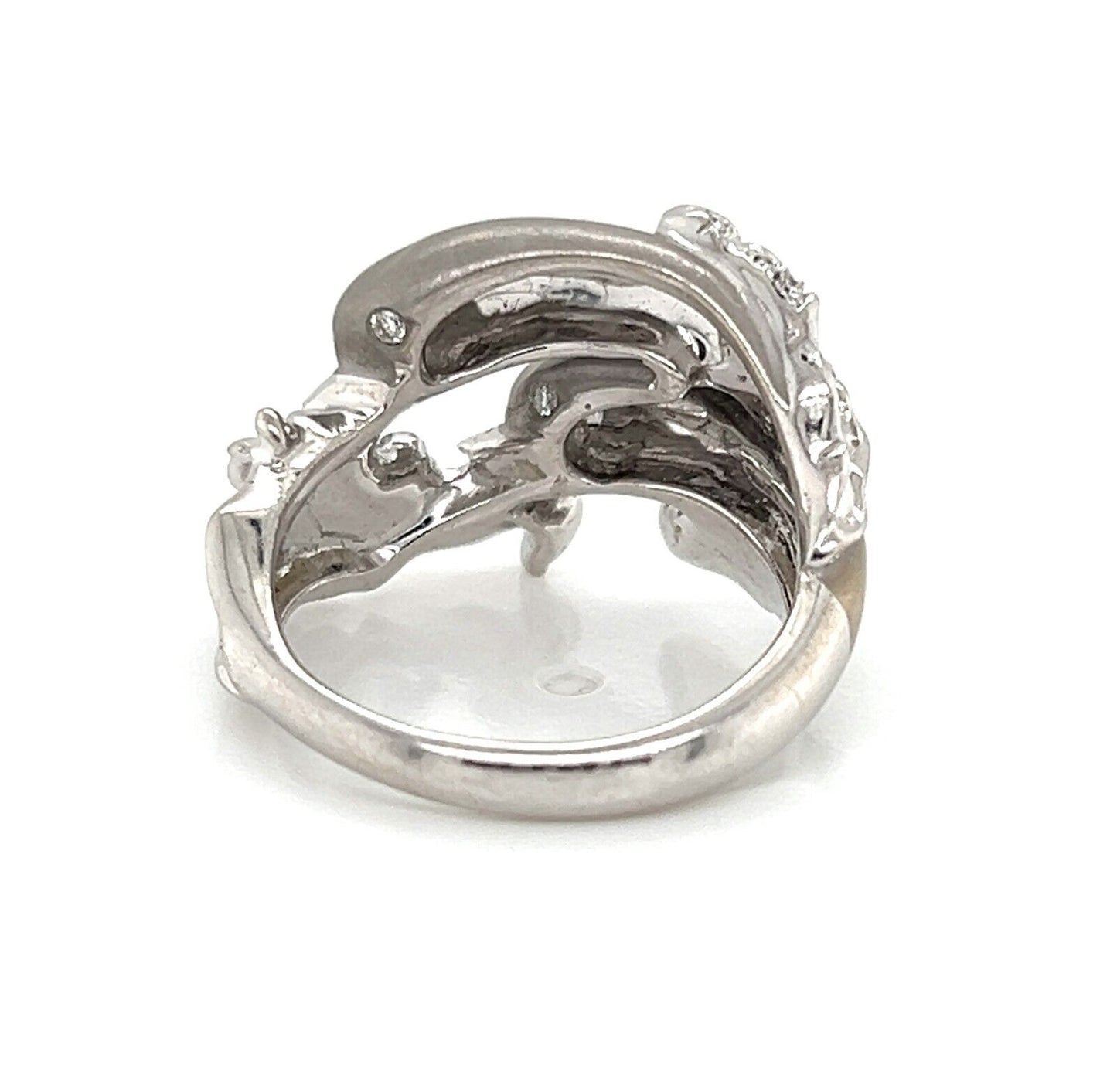 Carrera y Carrera Diamond 18k White Gold Double Dolphin Ring - Size 5