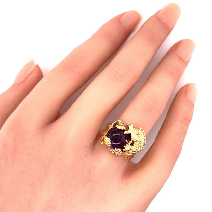 Amethyst 14k Yellow Gold Dragon Ring - Size 3