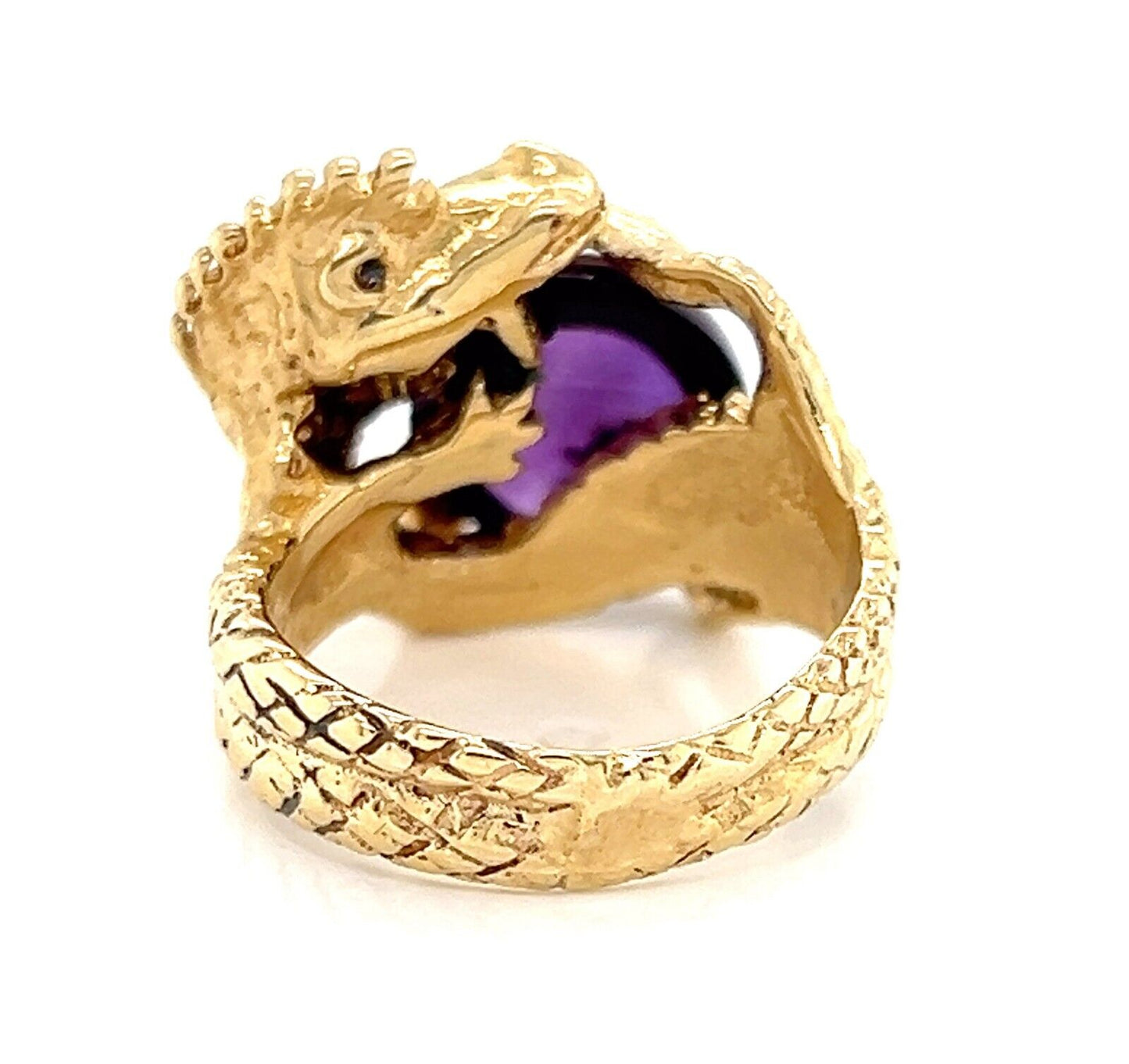 Amethyst 14k Yellow Gold Dragon Ring - Size 3