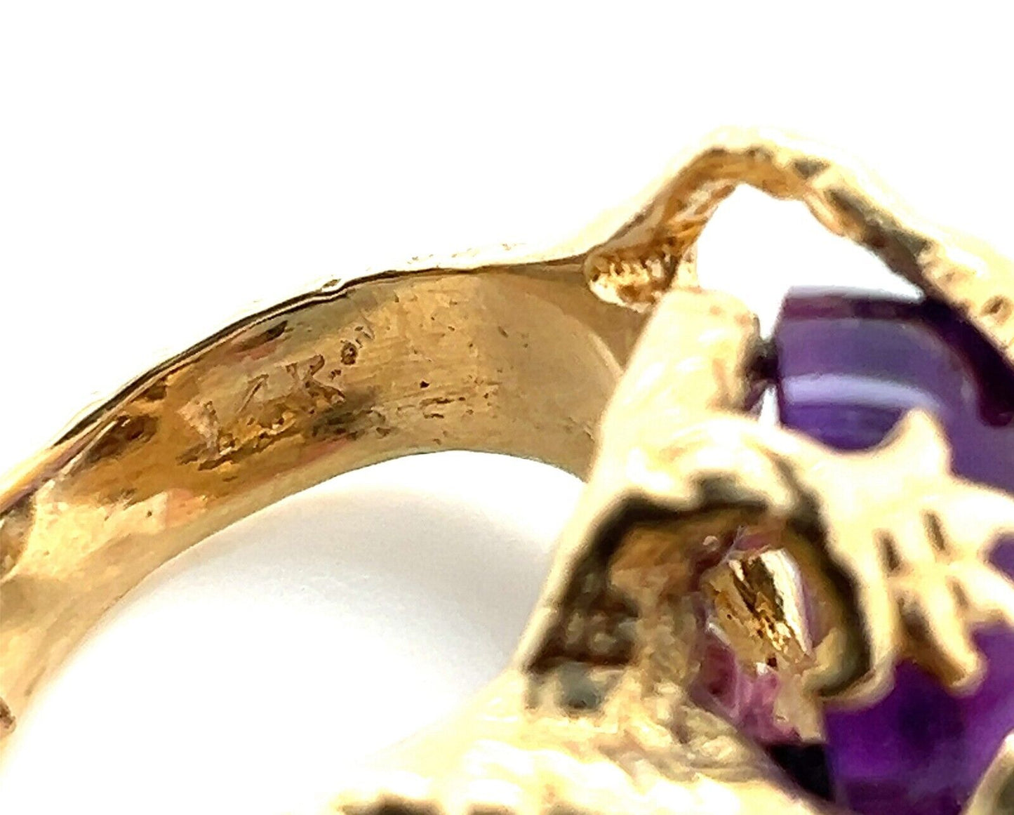 Amethyst 14k Yellow Gold Dragon Ring - Size 3