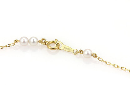 Mikimoto Akoya 3.5mm Pearls Chain Link 14k Yellow Gold Bracelet