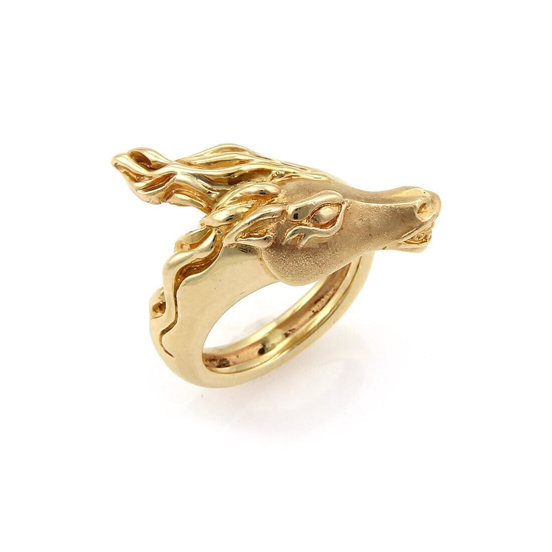 Horse Design Bypass 14k Yellow Gold Ring - Size 4