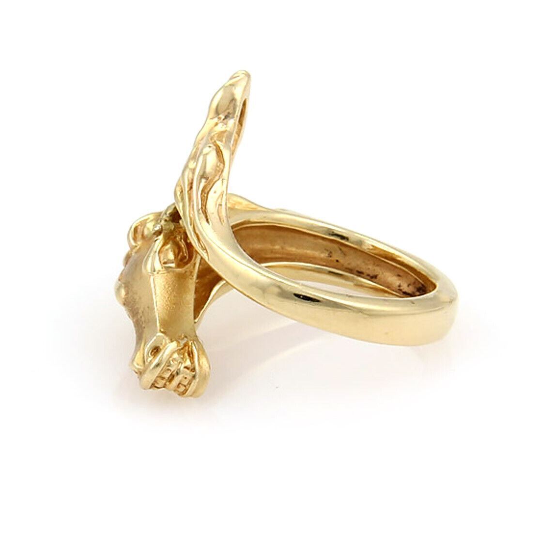 Horse Design Bypass 14k Yellow Gold Ring - Size 4