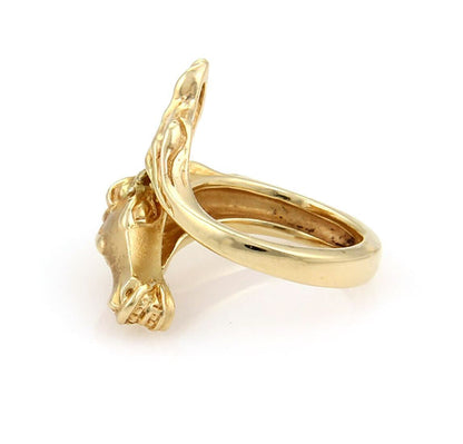 Horse Design Bypass 14k Yellow Gold Ring - Size 4