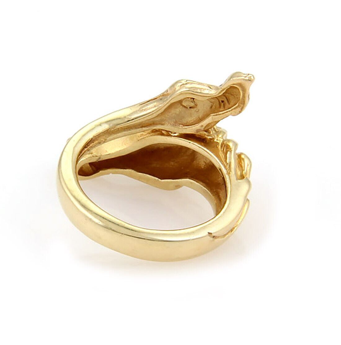 Horse Design Bypass 14k Yellow Gold Ring - Size 4