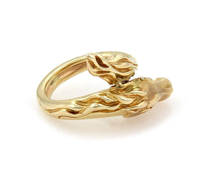 Horse Design Bypass 14k Yellow Gold Ring - Size 4