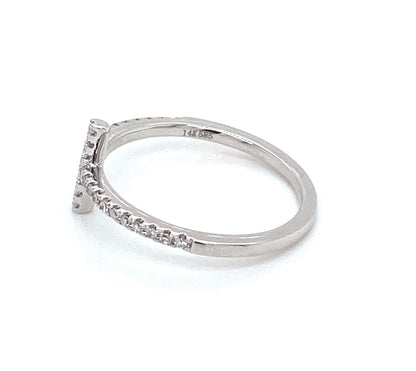 East West Diamond Cross 14k White Gold Ring - Size 6