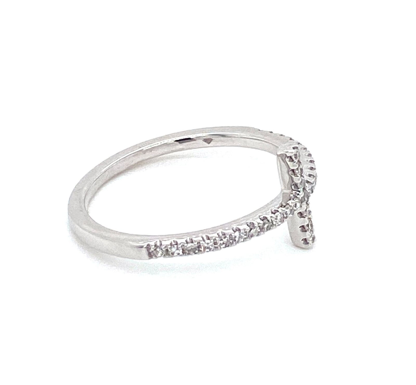 East West Diamond Cross 14k White Gold Ring - Size 6