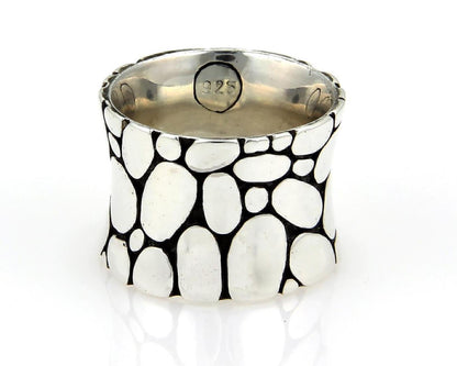 John Hardy Kali Pebble 15mm Wide Sterling Silver Band Ring - Size 5.5
