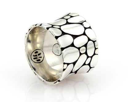 John Hardy Kali Pebble 15mm Wide Sterling Silver Band Ring - Size 5.5