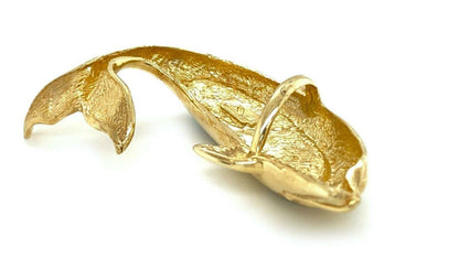 Opal Inlay Dolphin 14k Yellow Gold Charm Pendant