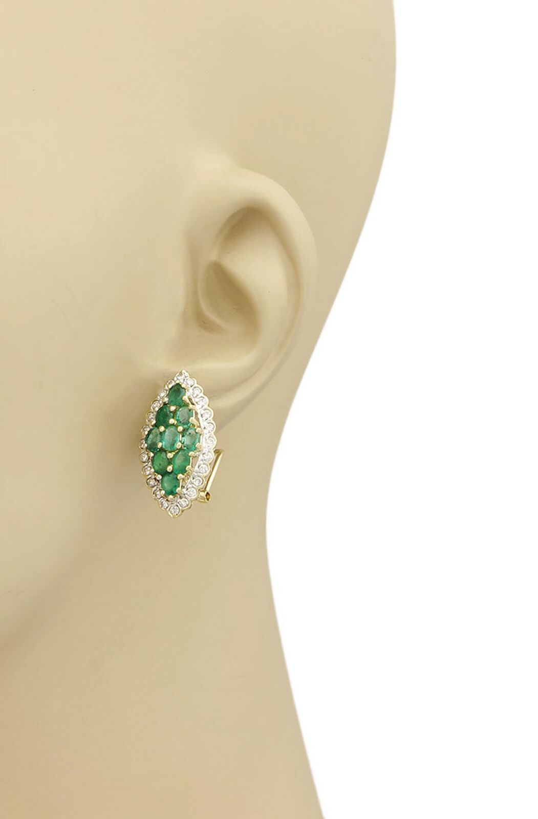 Emerald & Diamond 14K Yellow Gold Cluster Earrings