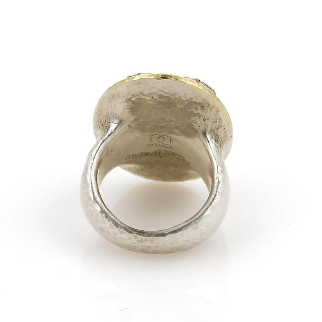 Gurhan Oval Dome Diamond 24k Gold & Sterling Silver Hammered Ring - Size 6.5