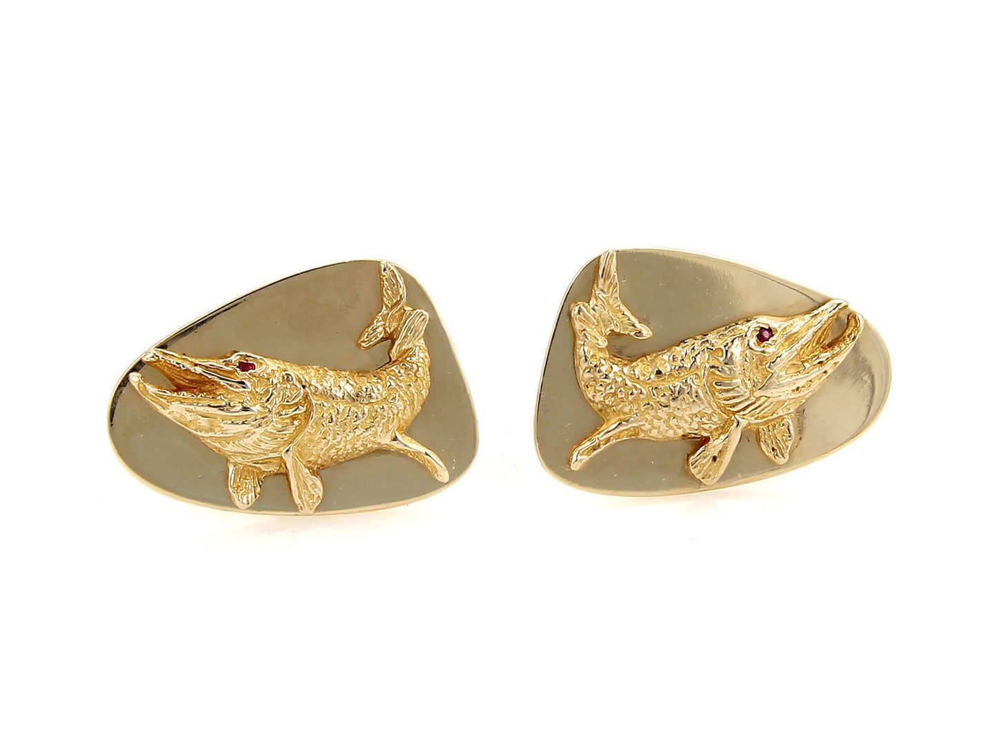 Tiffany & Co. Ruby 14k Yellow Gold Fish Cufflinks