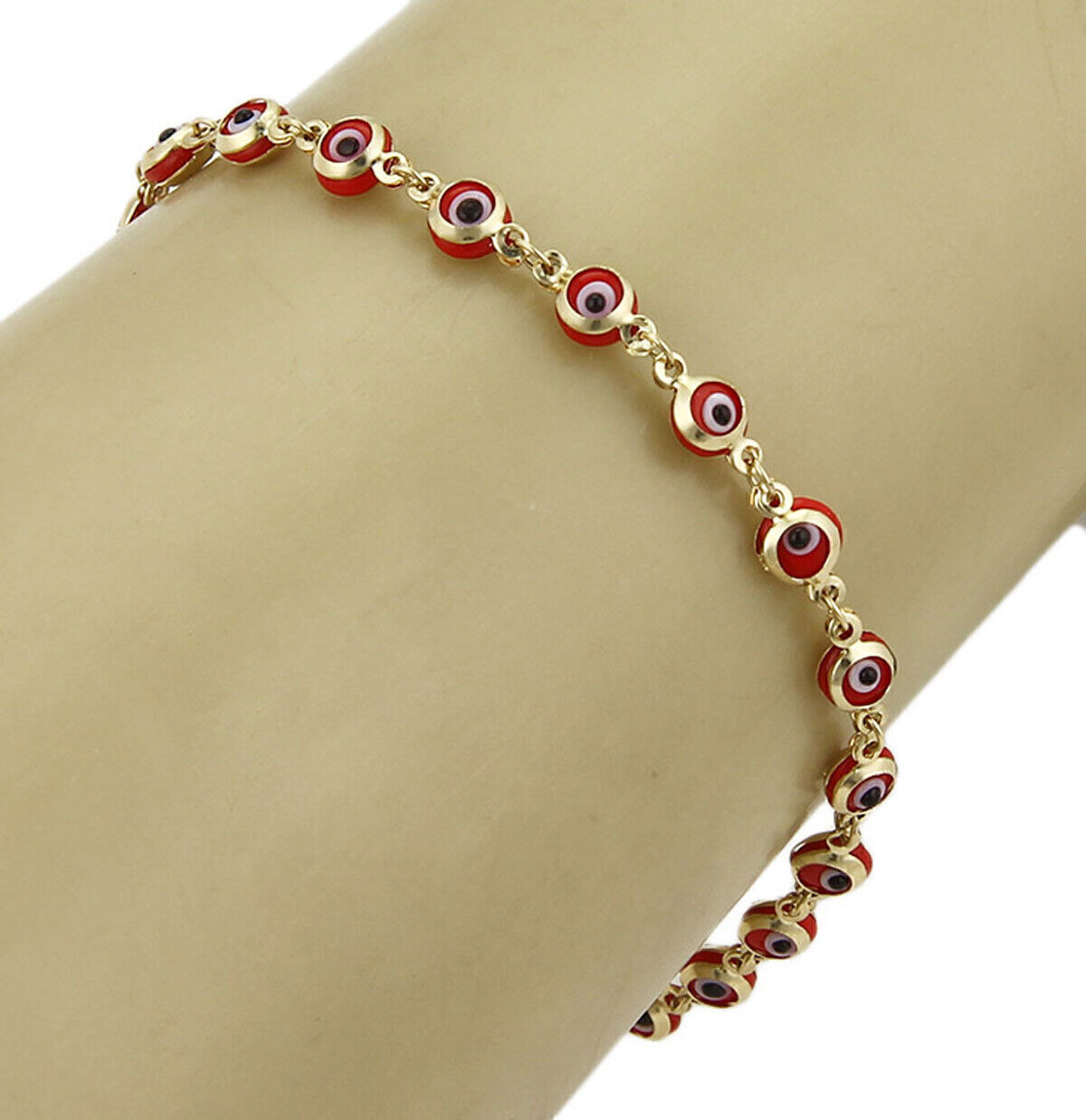 Evil Eye Enamel  14k Yellow Gold Bracelet
