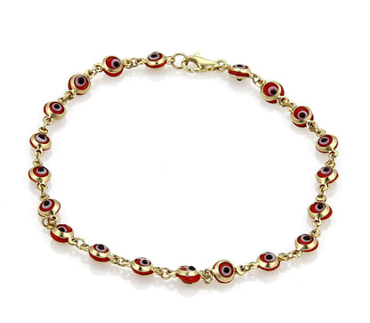 Evil Eye Enamel  14k Yellow Gold Bracelet