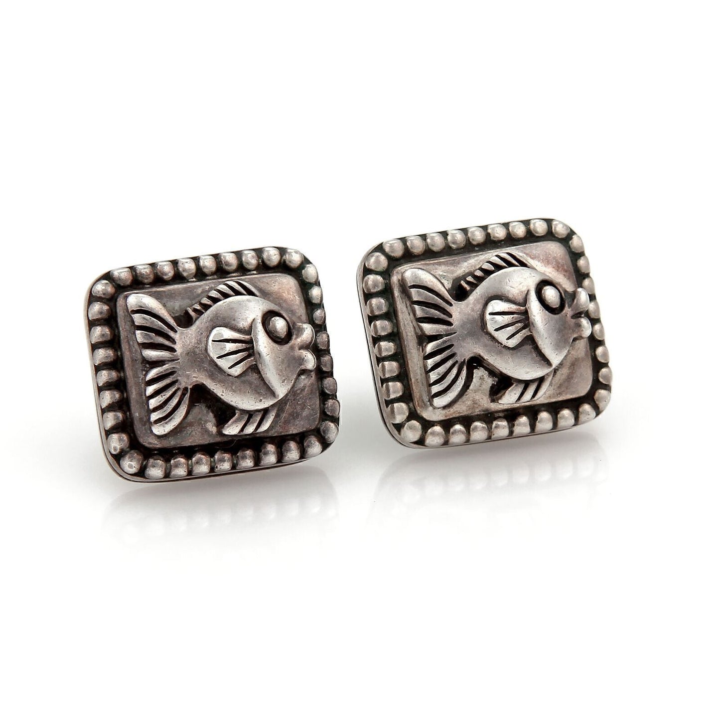 Kieselstein-Cord Sterling Silver Fish Rectangular Shape Clip On Earrings