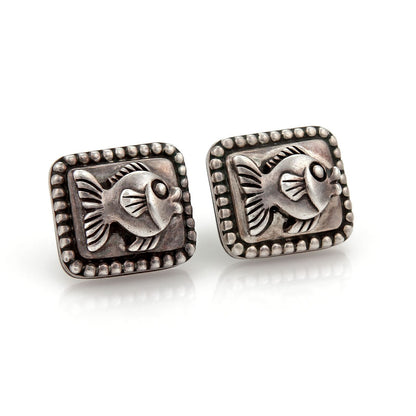 Kieselstein-Cord Sterling Silver Fish Rectangular Shape Clip On Earrings