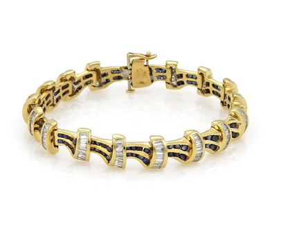 Diamond & Sapphire 18k Yellow Gold Bracelet