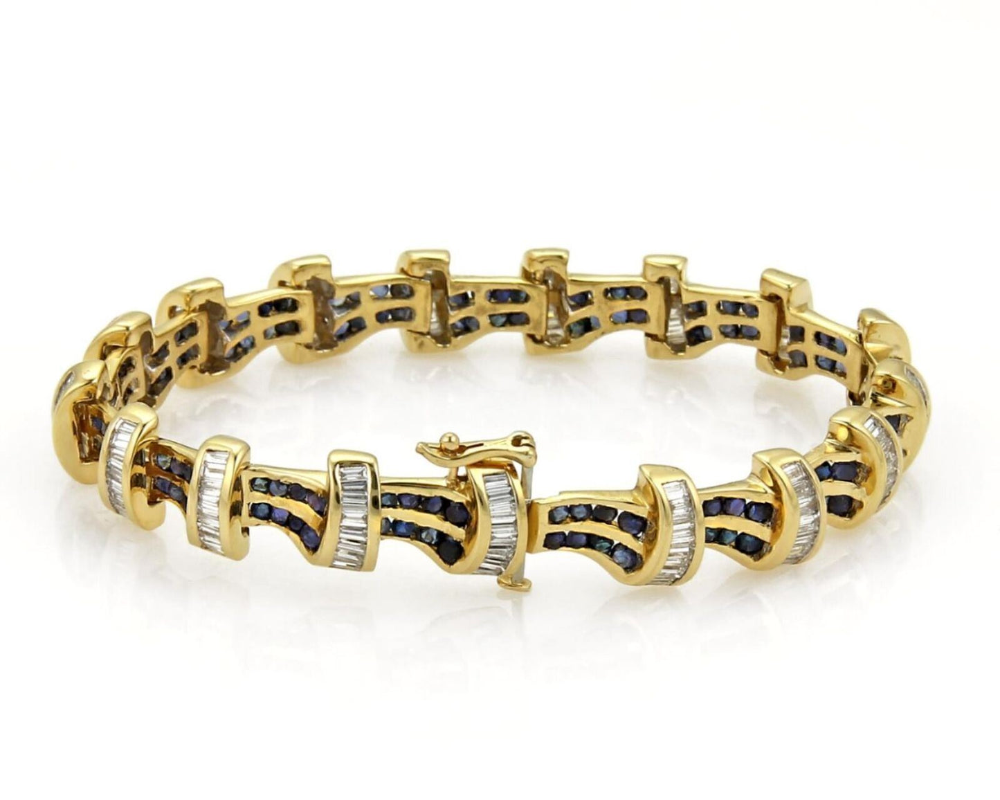 Diamond & Sapphire 18k Yellow Gold Bracelet