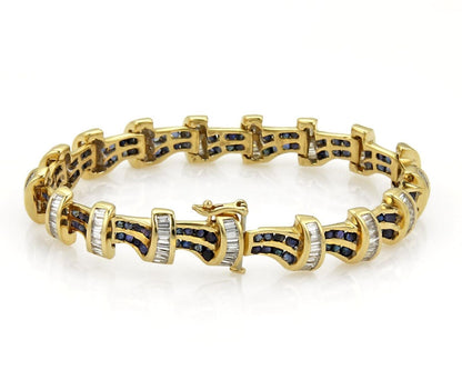 Diamond & Sapphire 18k Yellow Gold Bracelet