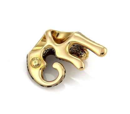Leopard Multicolor Enamel 14k Yellow Gold Slide Pendant