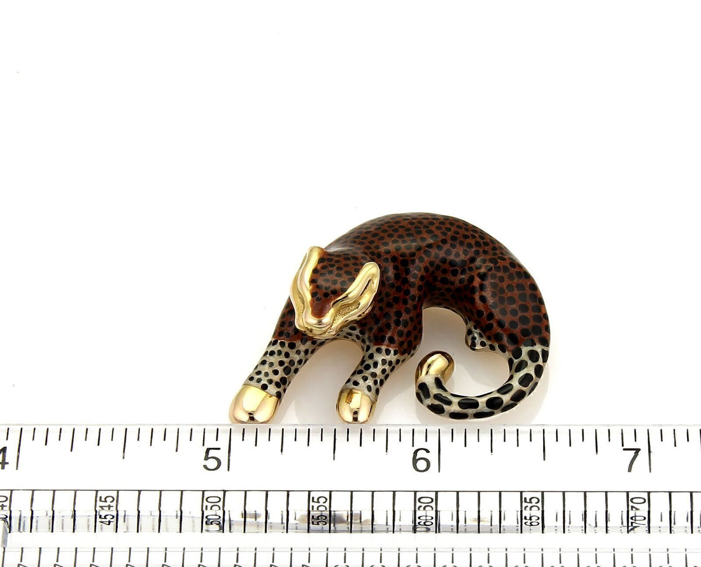 Leopard Multicolor Enamel 14k Yellow Gold Slide Pendant