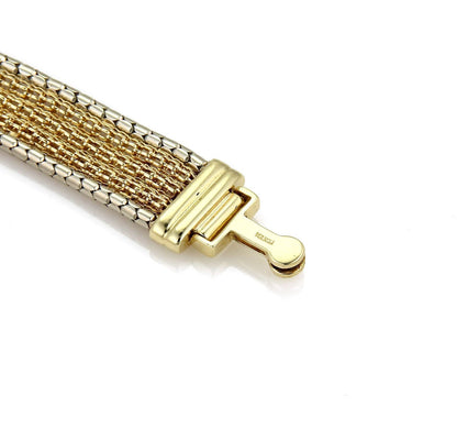 Wide 14k Yellow Mesh Gold & Onyx Bracelet